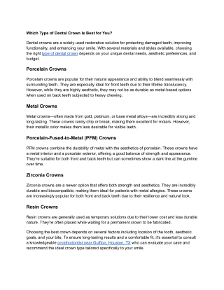 Which Type of Dental Crown Is Best for You