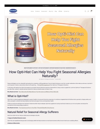 How Opti-Hist Can Help You Fight Seasonal Allergies Naturally?