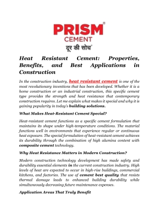 Heat-Resistant Cement Properties, Benefits, and Best Applications in Construction (1)