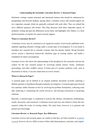 Litearture Review Essentials