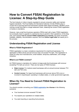 How to Convert FSSAI Registration to License- A Step-by-Step Guide