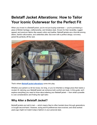 Belstaff Jacket Alterations - A & Z Tailor and Alterations