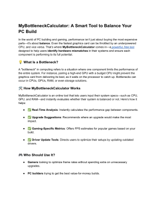 MyBottleneckCalculator_ A Smart Tool to Balance Your PC Build