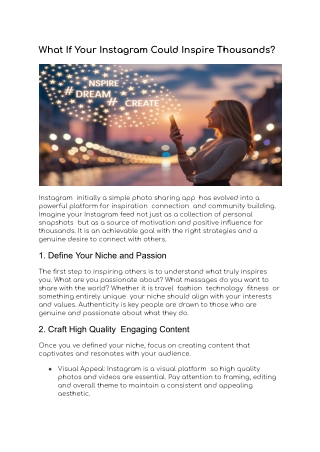 What If Your Instagram Could Inspire Thousands