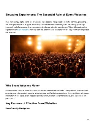 Elevating Experiences The Essential Role of Event Websites