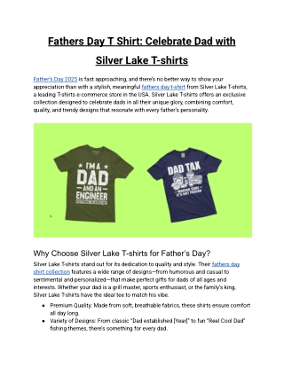 Fathers Day T Shirt_ Celebrate Dad with Silver Lake T-shirts