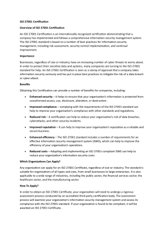 iso 27001 certification - aUS