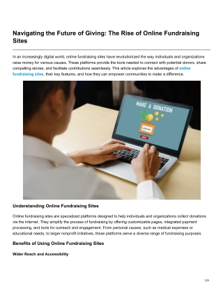 Navigating the Future of Giving The Rise of Online Fundraising Sites