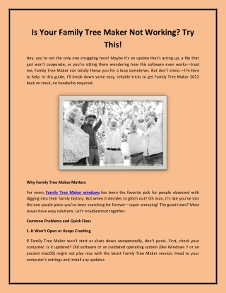 Is Your Family Tree Maker Not Working? Try This!