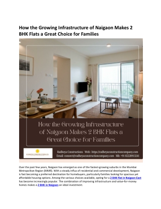 How the Growing Infrastructure of Naigaon Makes 2 BHK Flats a Great Choice for Families