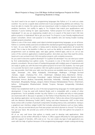 Btech Projects in Vizag _ Live CSE Major Artificial Intelligence Projects for BTech Engineering Students in Vizag