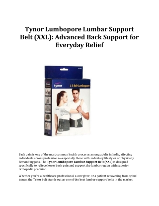 Tynor Lumbopore Lumbar Belt (XXL) – Back Support for Daily Relief