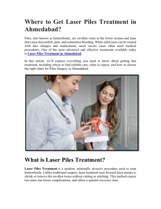 Where to Get Laser Piles Treatment in Ahmedabad