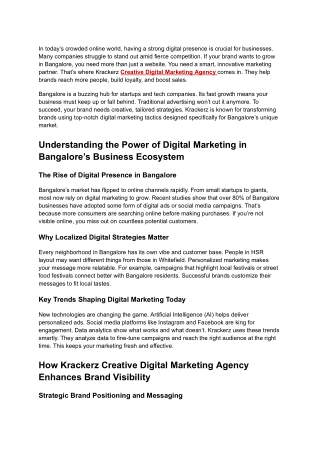 Creative digital marketing agency in Bangalore