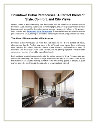 Downtown Dubai Penthouses