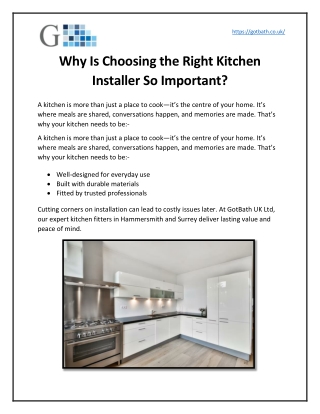 Why Is Choosing the Right Kitchen Installer So Important