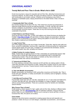 Trendy Wall and Floor Tiles in Erode