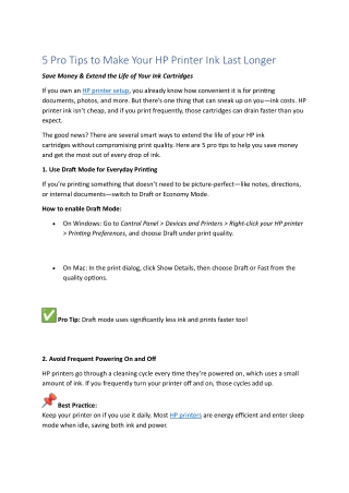 5 Pro Tips to Make Your HP Printer Ink Last Longer get free PDF