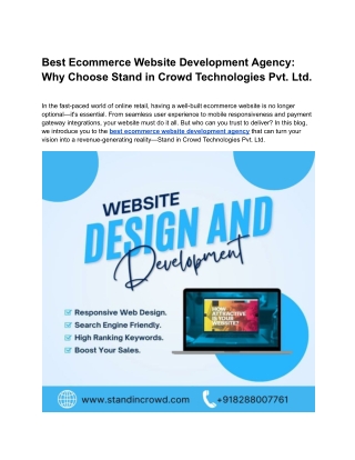 Best Ecommerce Website Development Agency_ Why Choose Stand in Crowd Technologies Pvt