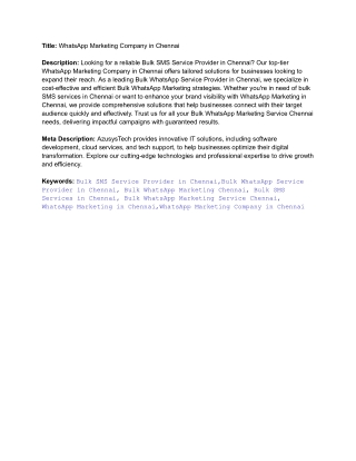 Whatsapp Marketing in Chennai