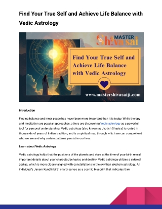 Find Your True Self and Achieve Life Balance with Vedic Astrology