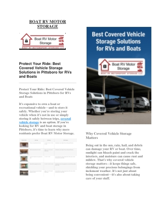 Coverd vehical storage -Boat RV Motor Storage