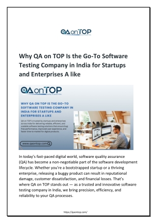Why QA on TOP Is the Go-To Software Testing Company in India for Startups and Enterprises A like (1)