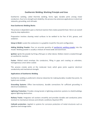 Exothermic Welding_Working Principle and Uses _