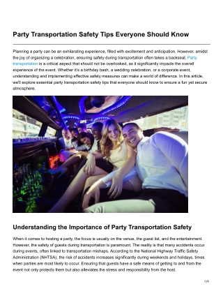 Party Transportation Safety Tips Everyone Should Know