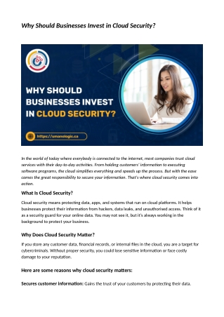 Why Should Businesses Invest in Cloud Security?