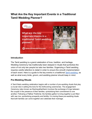 What Are the Key Important Events in a Traditional Tamil Wedding Planner_