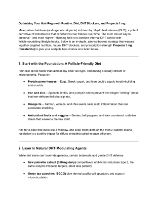 Optimize Hair Regrowth with Diet, DHT Blockers & Propecia 1 mg | Safe Online Pur