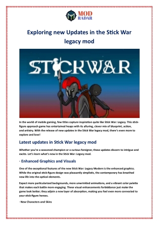 Exploring new Updates in the Stick War legacy mod