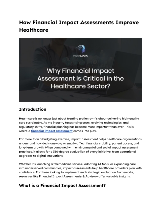 How Financial Impact Assessments Improve Healthcare