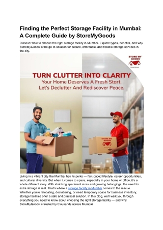 Finding the Perfect Storage Facility in Mumbai_ A Complete Guide by StoreMyGoods