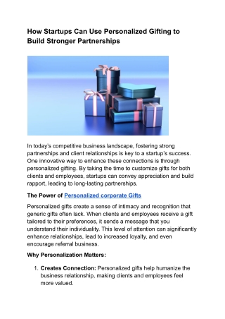 How Startups Can Use Personalized Gifting to Build Stronger Partnerships