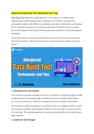 Data Build Tool Training - DBT Online Training in Ameerpet