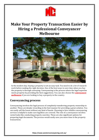 Make Your Property Transaction Easier by Hiring a Professional Conveyancer Melbourne