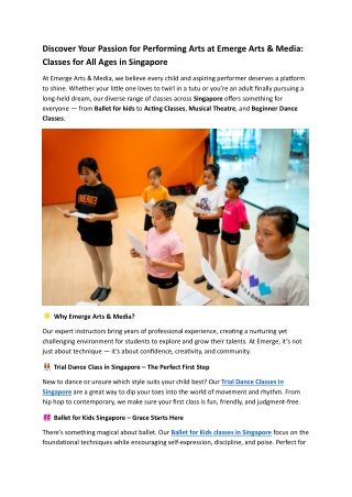 Discover Your Passion for Performing Arts at Emerge Arts