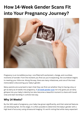 How 14-Week Gender Scans Fit into Your Pregnancy Journey?