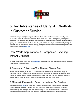 5 Key Advantages of Using AI Chatbots