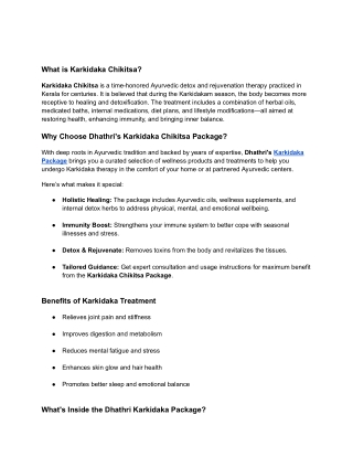 What is Karkidaka Chikitsa_