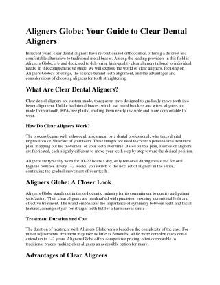 Aligners Globe Your Guide to Clear Dental Aligners