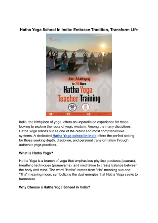 Hatha Yoga School in India_ Embrace Tradition, Transform Life