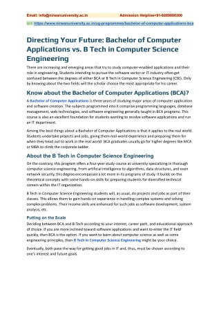 Bachelor of Computer Applications vs. B Tech in Computer Science Engineering