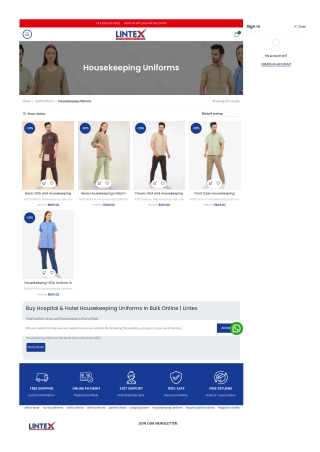 Buy Hospital & Hotel Housekeeping Uniform Online at Best Prices - Lintex