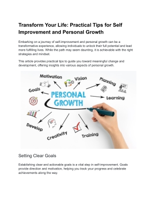 Transform Your Life: Practical Tips for Self Improvement and Personal Growth