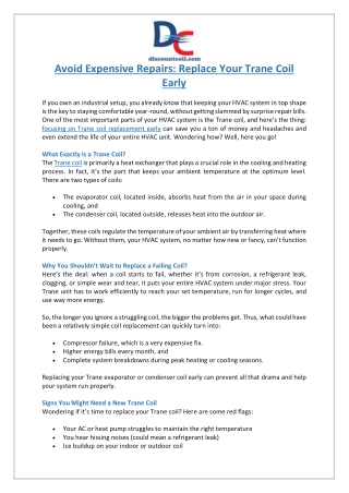 Avoid Expensive Repairs- Replace Your Trane Coil Early