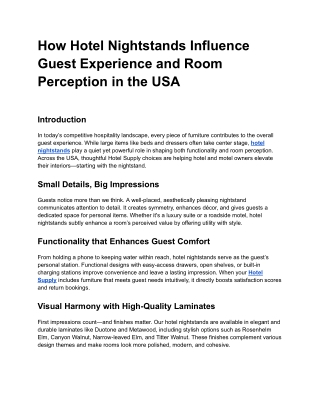 How Hotel Night Stands Influence Guest Experience and Room Perception in the USA