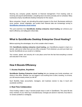 How QuickBooks Desktop Enterprise Cloud Hosting Boosts Efficiency and Security